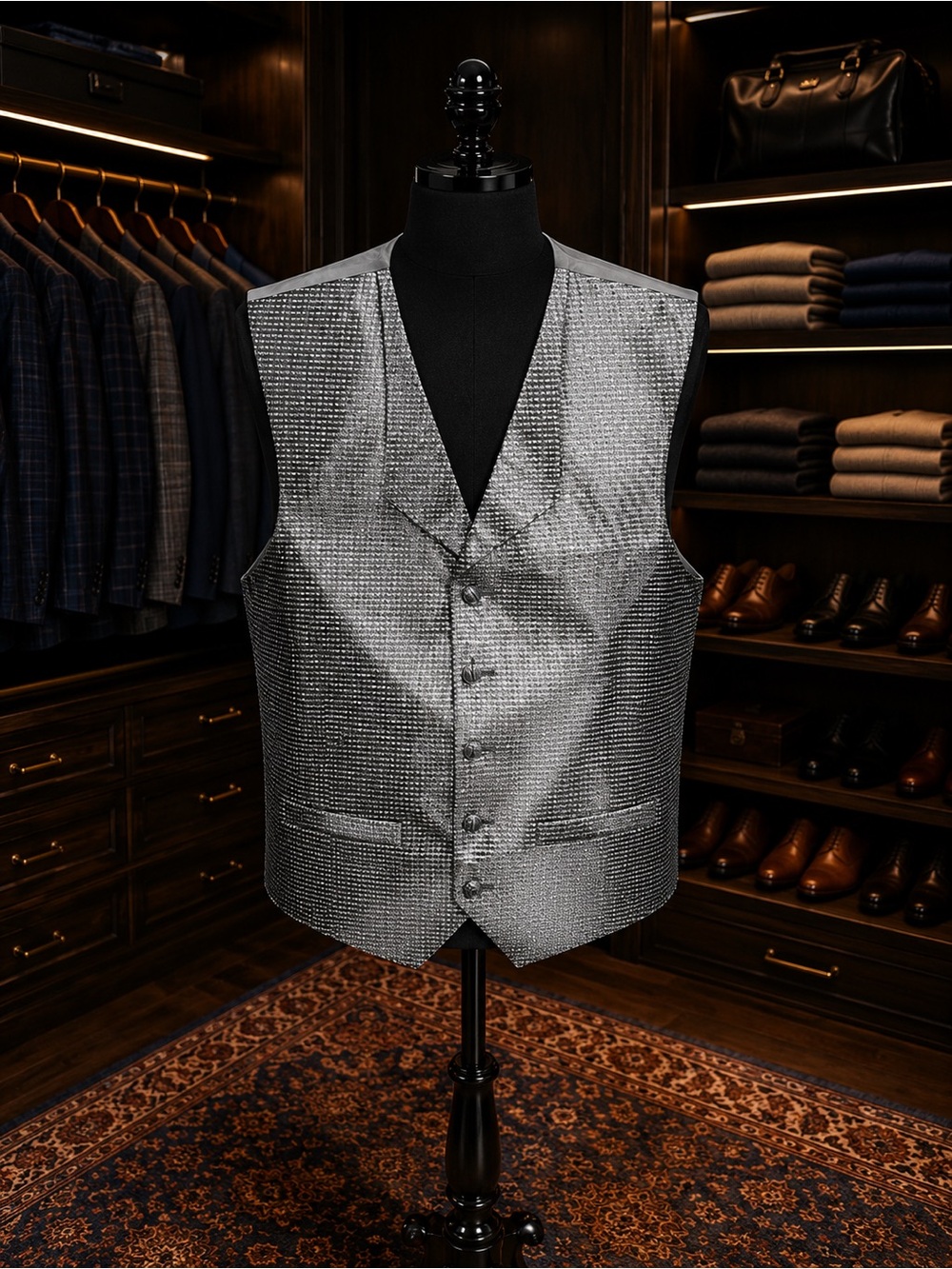 Claiborne Men’s Large Silver Gray Formal Vest Dress Vest Wedding Prom